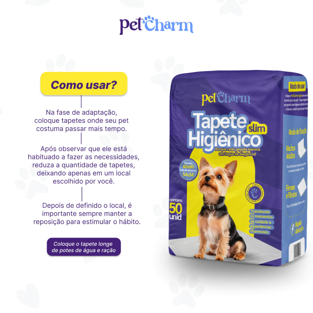 50 unid - Tapete Higiênico PetCharm Slim -Tamanho 50cm x 60cm Para Cachorros - Imagem 2