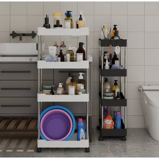 Armário Carrinho Organizador Multiuso Com 4 Camadas Com Rodinhas Cozinha Banheiro P M G ou Kit 3 - Imagem 4
