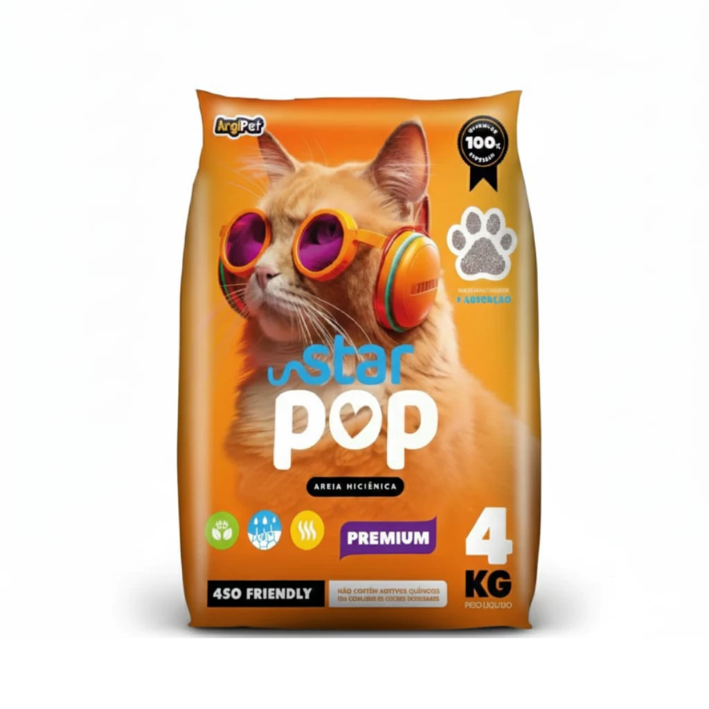 Kit 5 Areias Sanitárias POP STAR 20kg – Premium, Alta Absorção e Controle de Odores - Imagem 2