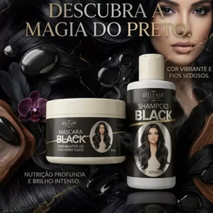 Kit Shampoo + Máscara Tonalizante Preto Intenso + BRINDE. Sem Amônia - Resultado 100% Natural ( EMBALAGEM NOVA )