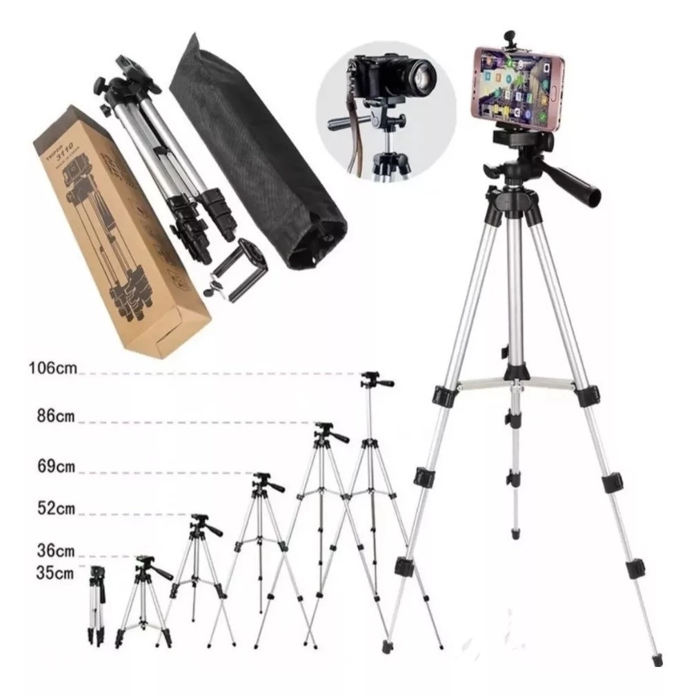 Tripé Universal Com Nível Câmeras Celulares 1,02m Pronto Entrega - Imagem 2