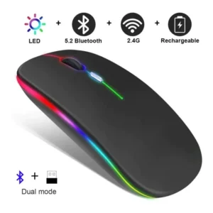 Mouse sem fio dual band receptor nano 2,4ghz / Bluetooth RGB recarregável MS-S350L