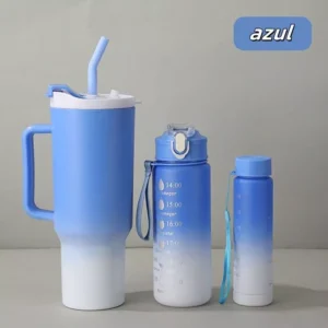 Kit 3 Garrafa Copo Agua Squeeze C/ Adesivos Lembretes beber Agua Tendencia NOVA