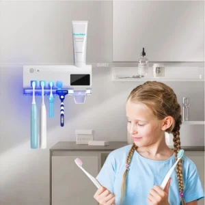 Porta Escova Dentes Com Esterilizador Uv Aplicador Pasta de Dente Suporte Dispenser